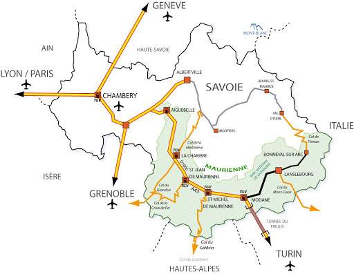 Plan accès haute Maurienne